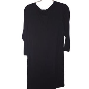 Fresh Produce Asdcata Catalina Black Dress Size L Long Sleeve Pocket 100% Cotton